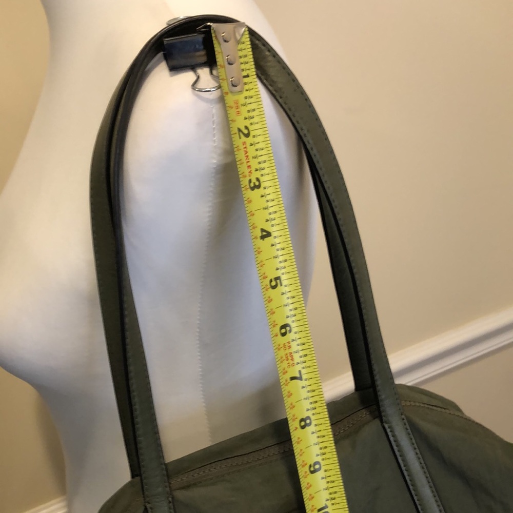 REBECCA MINKOFF Olive Green Nylon Top Zipper Shoulder Bag Leather Straps - Picture 10 of 16